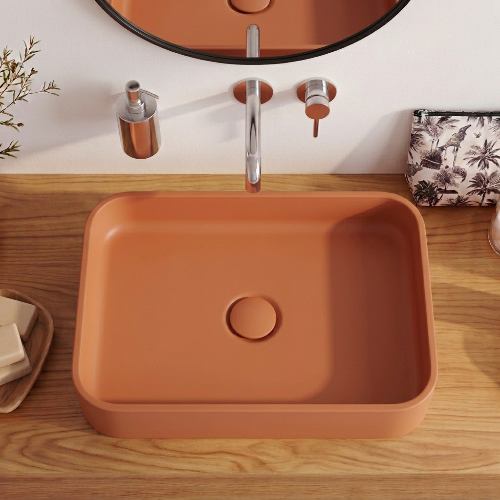 Vasque CLUG terracotta, vue dessus