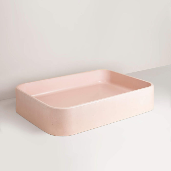 vasque en béton rose rectangle